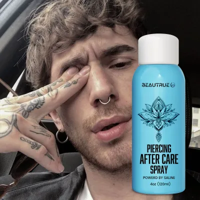 Private Label Sterile Saline Body Anti-Infection Aftercare Spray Gently Ear & Face Tattoo Piercing Professional Personal Care