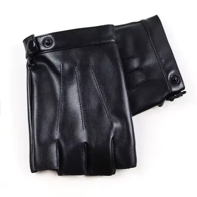 Hot Sell Driving Gloves Half Finger Men's Leather Gloves From Pakistan Soft Fleece Lining for Winter Wearable All Season Black