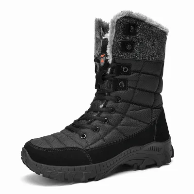 Mens Winter Boots Waterproof Leather EVA Midsole with Warm Cotton Lining for Outdoor Walking and Cold Weather Daily Wear