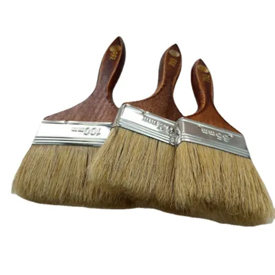 Pure Hog Hair Paint Brush Long Bristle 1-inch 1.5-inch 2-inch 2.5-inch BBQ Thickened Wooden Handle Brushes