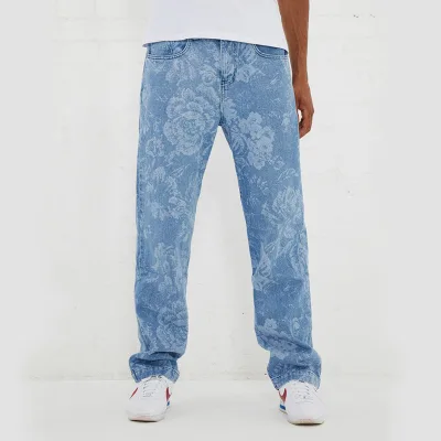 DiZNEW Factory Custom Wholesale Discharge Print Skinny Jeans Strech Women Jeans