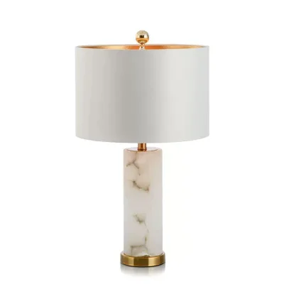 Modern Minimalist Cylindrical Marble Table Lamp with Dimming, Nordic-style Art Piece for Living Rooms and Entryways