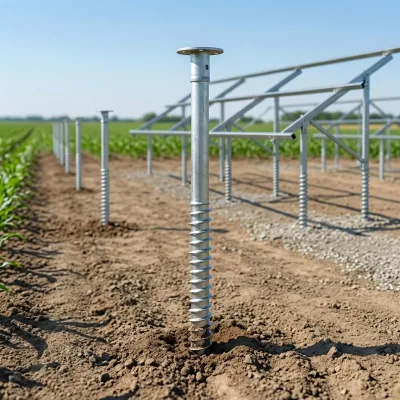 Heavy Duty Spiral Helical Ground Anchor Adjustable Steel Support Bracket Secure Galvanized Corrosion Solar Mounting System