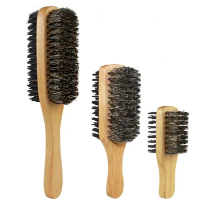 Men Boar Bristle Hair Brush - Natural Wooden Wave Brush for Male, Styling Beard Hairbrush for Short,Long,Thick,Curly,Wavy Hair