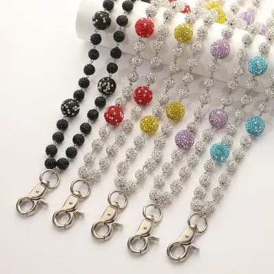 10mm Disco Ball Beaded Layered Pendant Bag Jeans Pocket Belt Chains Hip Hop Rhinestone Beads Wallet Chain for Men Woman Gift