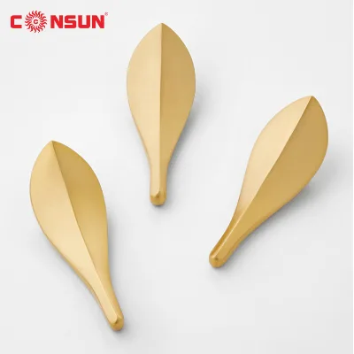 Fashionable Modern Luxury Style Furniture Cabinet Wardrobe Handle Zinc Alloy Material Leaf Shape Drawer Handle