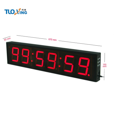 6 Digit LED Digital Timer 4 Inch Programmable Clock with Sync Time and Alarm Feature