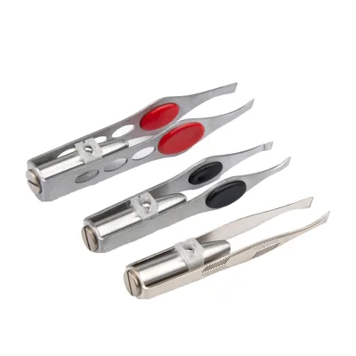 Multifunctional Led Eyebrow Clip Tweezers Slanted Eyelash Pliers Stainless Steel Reusable Beauty Tools Set for Wholesale Stock