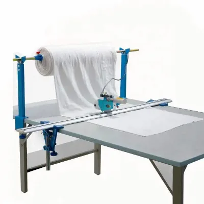 Semi-Automatic Electric Cloth Cutting Machine with Automatic Fabric End Cutter Bearing New for Retail Industries & Used