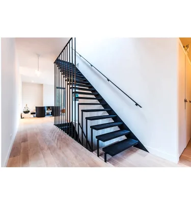 America Stair Modern Marble Metal Railing Industrial Solid Wood Step Prefabricated Stair Steel Staircase With Smart LED Stair