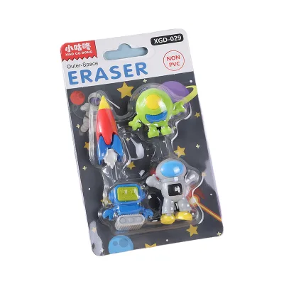 3D Puzzle Reassemble TPR Pencil Eraser Kindergarten Gifts Set-Outer Space Rocket Spacecraft Astronaut Flying Disc Satellite