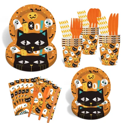best selling Halloween party decorations, disposable paper trays, tissues, tablecloths