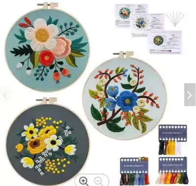 Flower Cross Stitch Kits Embroidery Kit with Pattern and Instructions for Beginners Embroidery Kit Floral DIY Embroidery Set