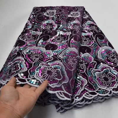 AG6367 New Arrival Luxury Embroidery Glitter Velvet Sequin Lace Fabric for Weeding Party