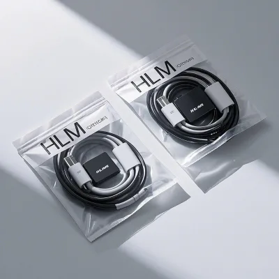 Custom 3 Side Seal Pouch Plastic Mylar Ziplock Bag Data Cable Packaging Bag Waterproof Phone Accessories Bag