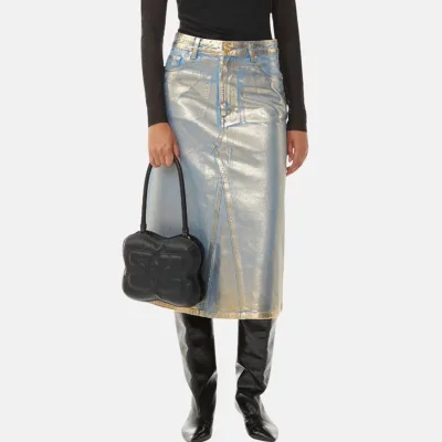 2024 Y2k Designer Quality Gilding a Line Jeans Skirt Women Fashion Long Denim Skirt