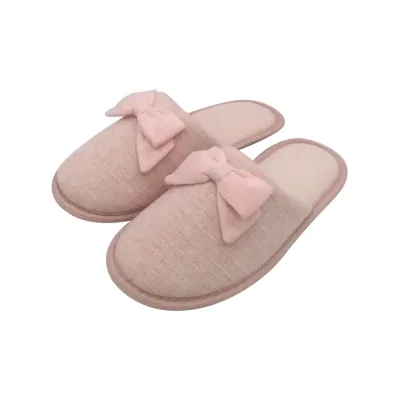 Cheap Home slippers for Women Plaid Jersey Upper TPR Sole Decorative Bow-knot Plush Slides Slippers