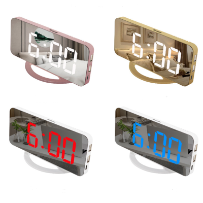 2022 New  Alarm Clock  LED  Clock Simple Digital Mirror Loud Vibration Clock