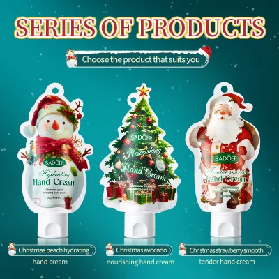60g SADOER Christmas Gift Hand Cream Flavor Hydrating Nourishing Hand Lotion Repair Dry Cracked Hands Cosmetics OEM Bulk Supply