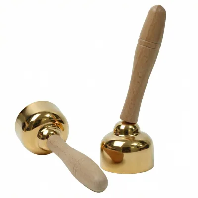 Musical Instrument Accessories Hand Held Brass Bell with Wood Handle Percussion Shakers for School Home Performance Events