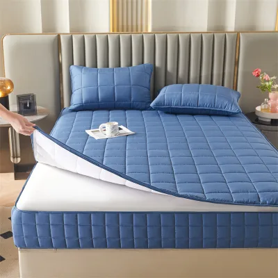 Waterproof Mattress Protector Fully Enclosed on All Six Sides Mattress Cover Removable Zipper Quilted Bed Protection Pad