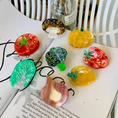 CLARMER Novelty Vegetable Themed Claw Clips Pumpkin & Onion Acetate Hair Claws Back Head Updo Acetate Shark Clip Accessories