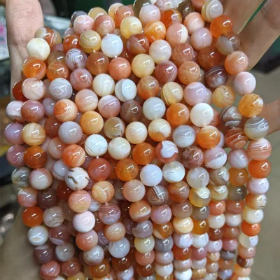 Natural Gem Precious Reiki Healing Crystals Handmade 6mm 8mm 10mm Round Beads Red Botswana Agate Loose Gemstone
