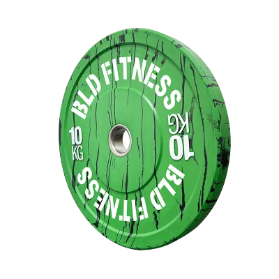 BLD Tiger Stripe Bumper Barbell Weight Plates 45 Centimeter Diameter Pure Rubber Steel Ring with 5.2 Centimeter Middle Hole