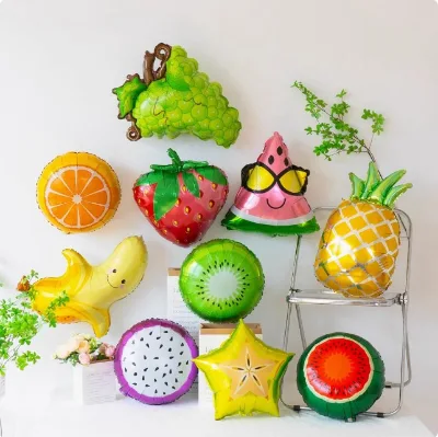 Vegetable Fruit Balloon Set for Birthday Party-Tomatoes Corn Broccoli Banana Grapes Strawberry Aluminum Foil