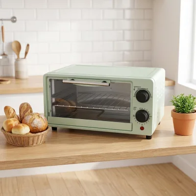 Mini Electric Oven 800W Mechanical Control 9L Multifunctional Baking Metal Housing Household Oven