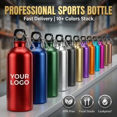 Custom Logo 500ml 750ml Aluminum Outdoor Water Bottle Lightweight Leak Proof Portable Hanging Buckle Sports Drinkware