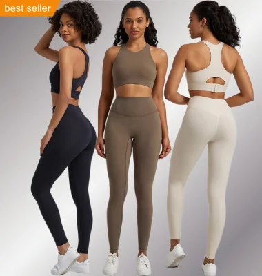 High Elasticity Anti-vibration Yoga Fitness Sets 2 Piece Comfortable Workout Set for Women