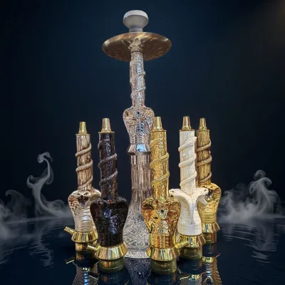 Cobra Resin Hookah, 3D Snake Shisha, Clear Cut Glass Base Narguile, Luxury Hookah Set for Bar Club, Multi Colors Optional