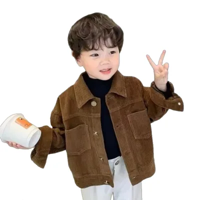 Stylefish Boys' Solid Color Spring/Autumn Corduroy Casual Jacket Breathable Europe & America Style Single Breasted