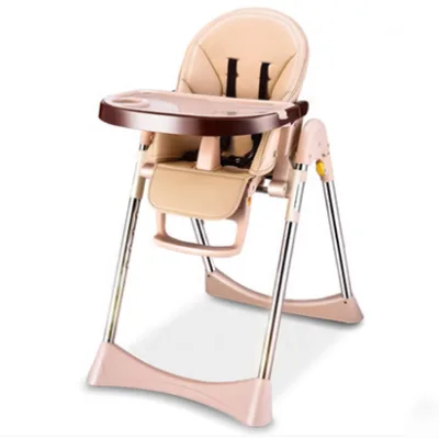 EN14988 Hot Sale PU Leather Cover Foldable Baby Plastic High Chair With Removable Tray Cover
