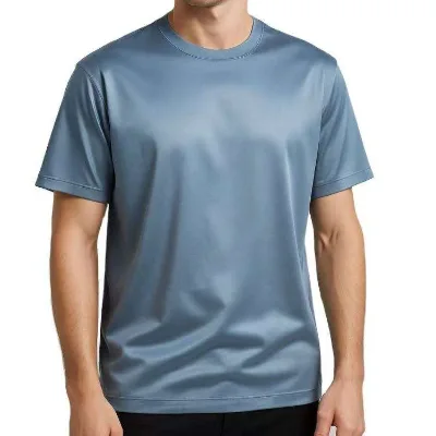 Wholesale Luxury Men's T-Shirts Premium for Cotton 230gsm Shiny Blank Tee Solid Color Mercerized Regular Fit Casual