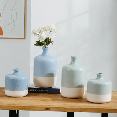Artisan Handmade Stoneware Vase Wabi-sabi Minimalist Ceramic Flower Vase Modern Organic Tabletop Decor for Wedding Living Room