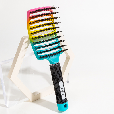 Barber Salon Men Hot Sale Curved Vented Styling Hair Radian Curly Hair  Plastic  rainbow Nylon Big Curved Comb