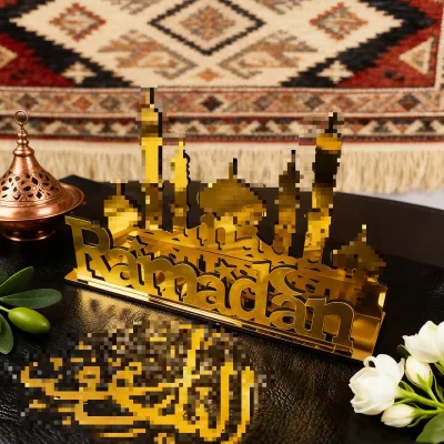 Hot Middle East Acrylic Castle Shape Desktop Decoration Holiday Party Home Decoration Fashion Mirror Table Ramadan