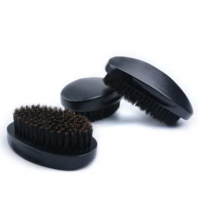 Black Customized Size Men's Boar Beard Brushes Black Oval Shape Boar Bristle Beard Brush for Man