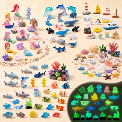 Miniature Resin Mermaid Whale 3D Animal Figurines Christmas Stocking Stuffers Holiday Gift Bag Fillers Kids Party Loot Bags Toy