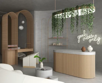 Modern Wooden Style Salon Decoration Manicure Bar Furniture Hot Sales Salon Decoration