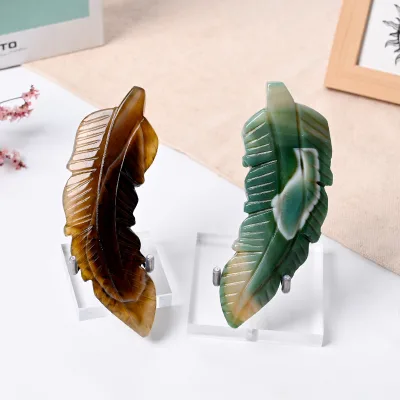 Wholesale High Quality Natural Crystal Healing Stone Hand Carved Crystal Agate Wings Feathers for Gift
