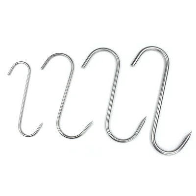 Heavy-Duty Metal Silver S Hooks for Kitchen Hanging Durable Steel with Plain Finish