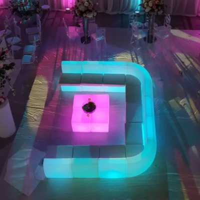 Rechargeable Led Light up Event Lounge Furniture Floor Sectional U Shape Couches for Living Room