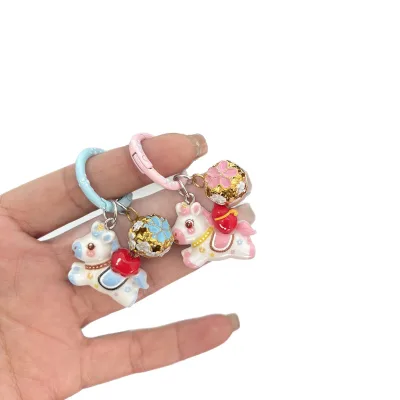 New Year Cartoon Get Rich Bell Keychain School Bag Ornament Girl Backpack Accessories Best Friend Gift Batch