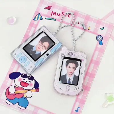 New 1-inch Creative 1 Inch Custom Idol Kpop Acrylic Photo Card Holder Keychains Cute Puppy Magnetic 1inch Acrylic Card Holders
