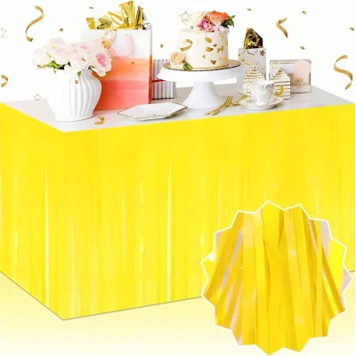 Tinsel Foil Fringe Table Skirts, Perfect Table Decors for Birthday Holiday Wedding Engagement Bridal Shower