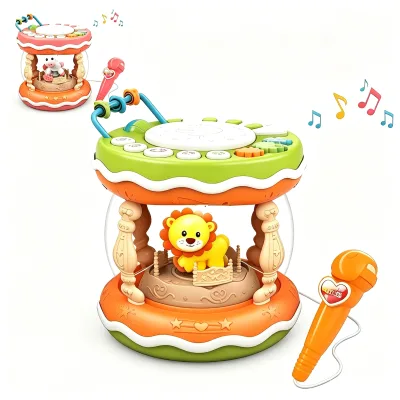 Hot New Model Musical Rotating Hand Drum Sensory Educational Learning Toy Fun Electric Multi-functional Microphone Hand Drum Toy