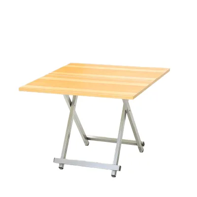 Modern Convertible Folding Metal Frame Computer Desk with Wood Grain Desktop for Home Office and Laptop Use
